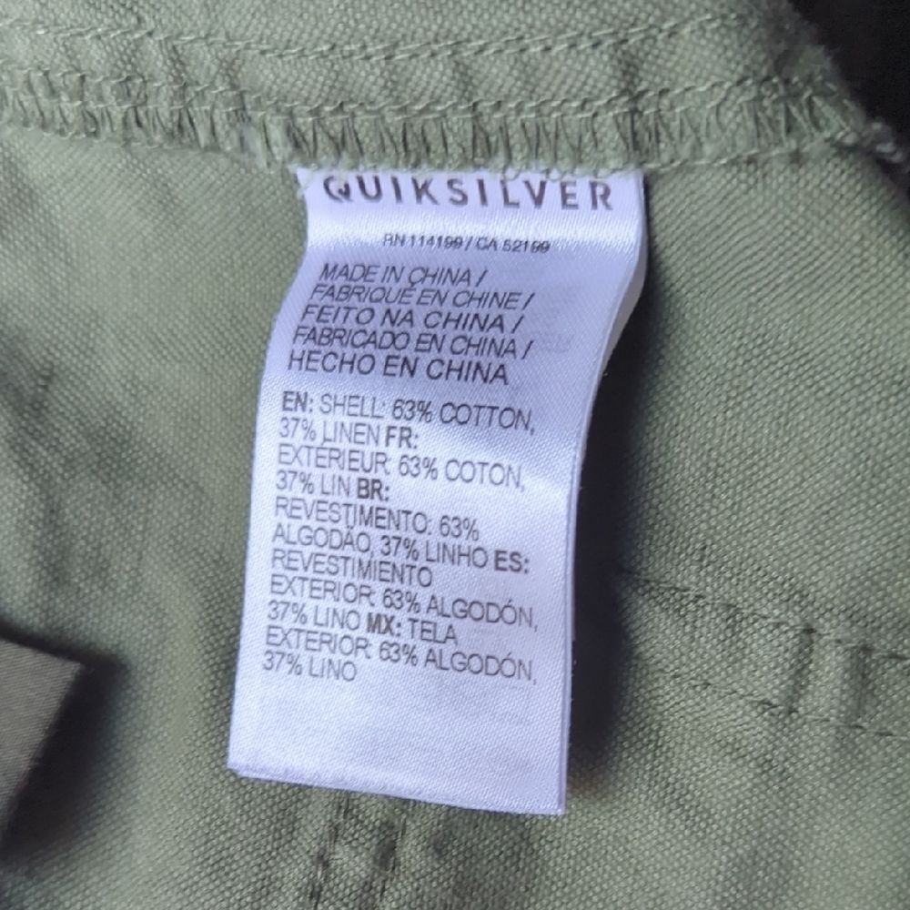 Olive Green Linen Pants Quicksilver Size 30 - Picture 3 of 8